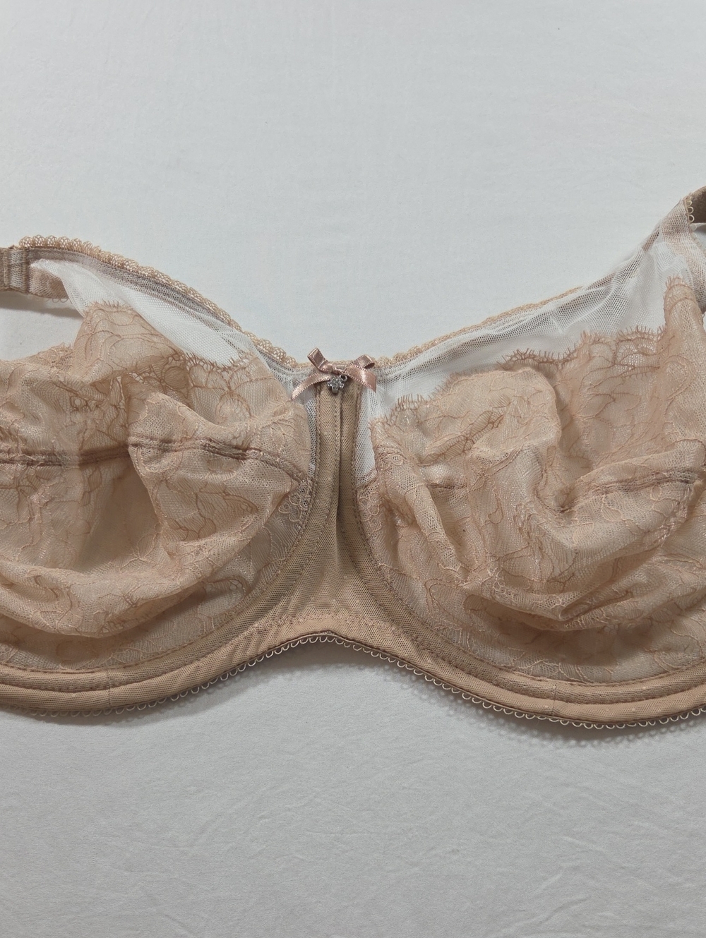 Wacoal Sheer Lace Underwire Bra - Beige Woman's 40G Feminine Delicate Support